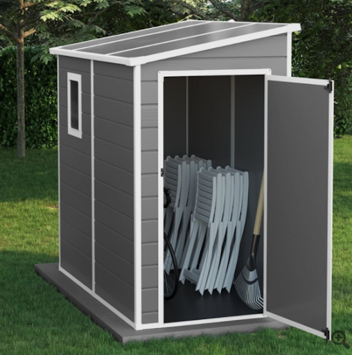 BillyOh Newport 6ftx4ft Lean To Plastic Shed Light Grey With Floor