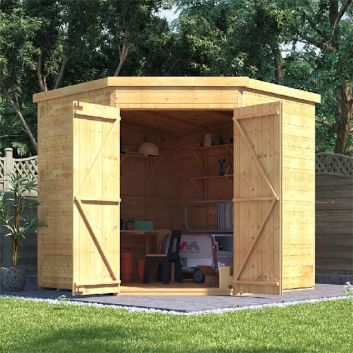 windowless BillyOh Expert Tongue and Groove Corner Workshop Shed